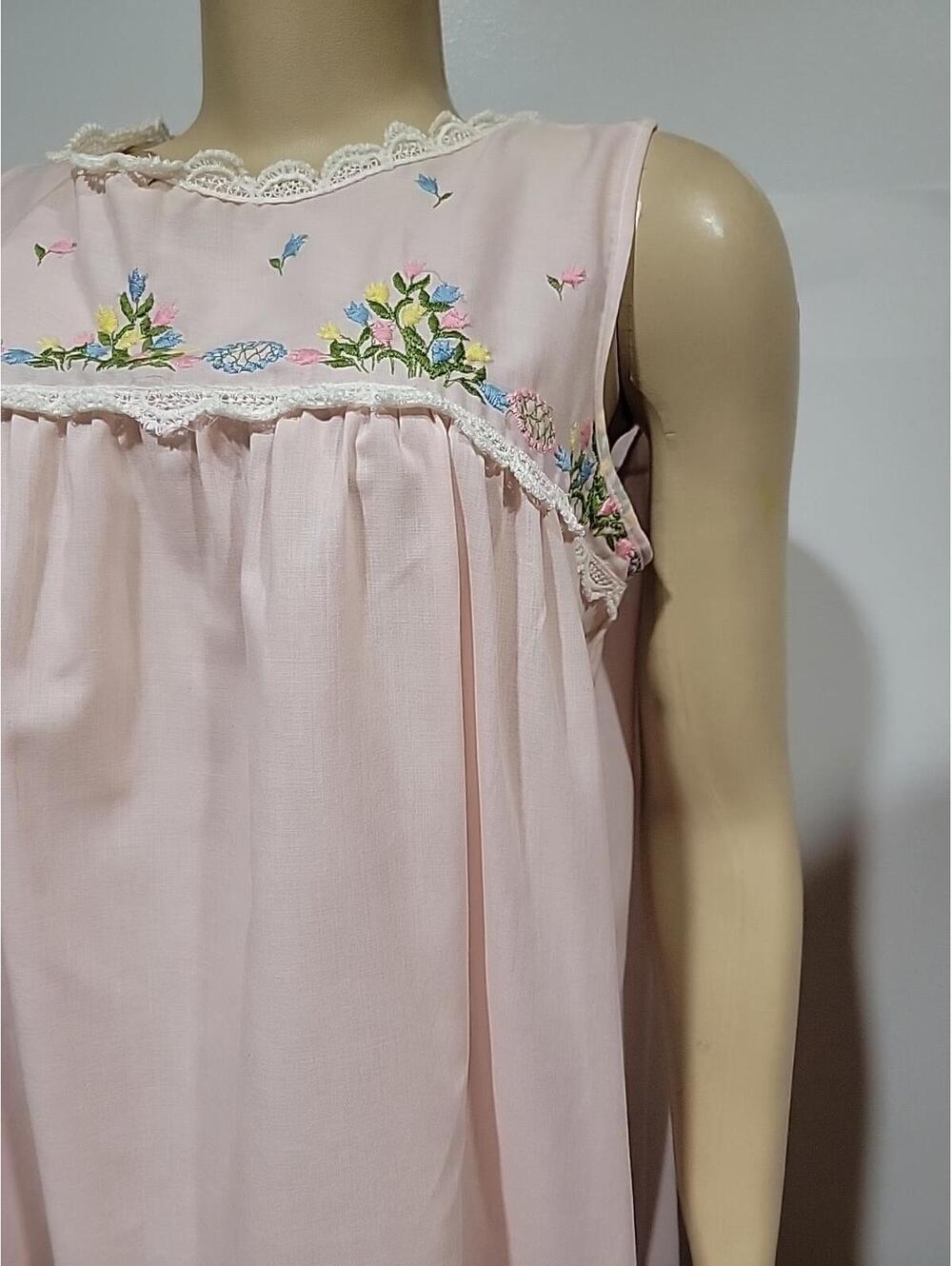 Aristocraft By Superior Nightie Womens Size L Pink Lace Trim Sleeveless #C1